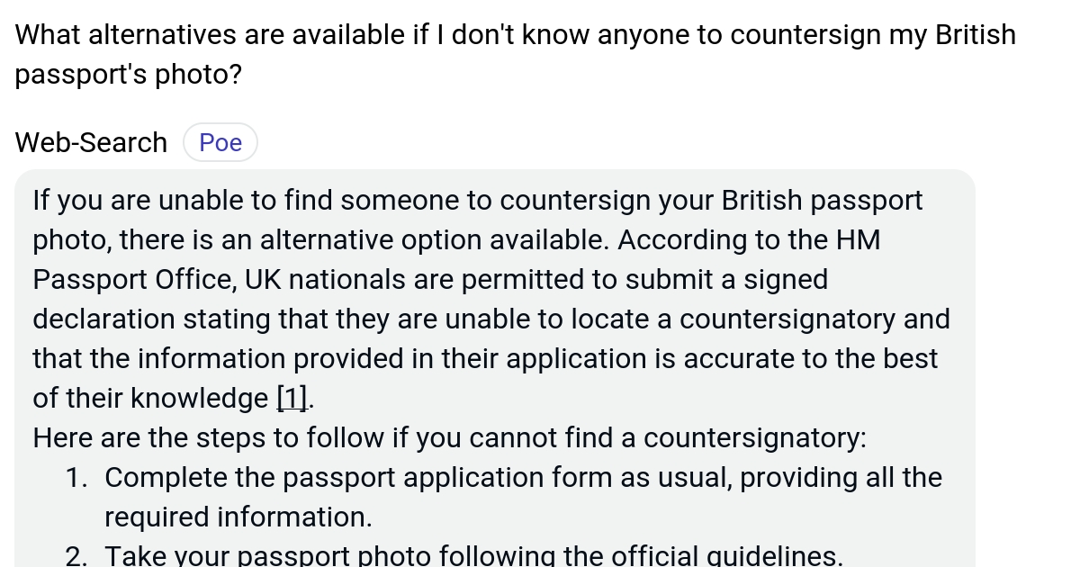 What alternatives are available if I don't know anyone to countersign