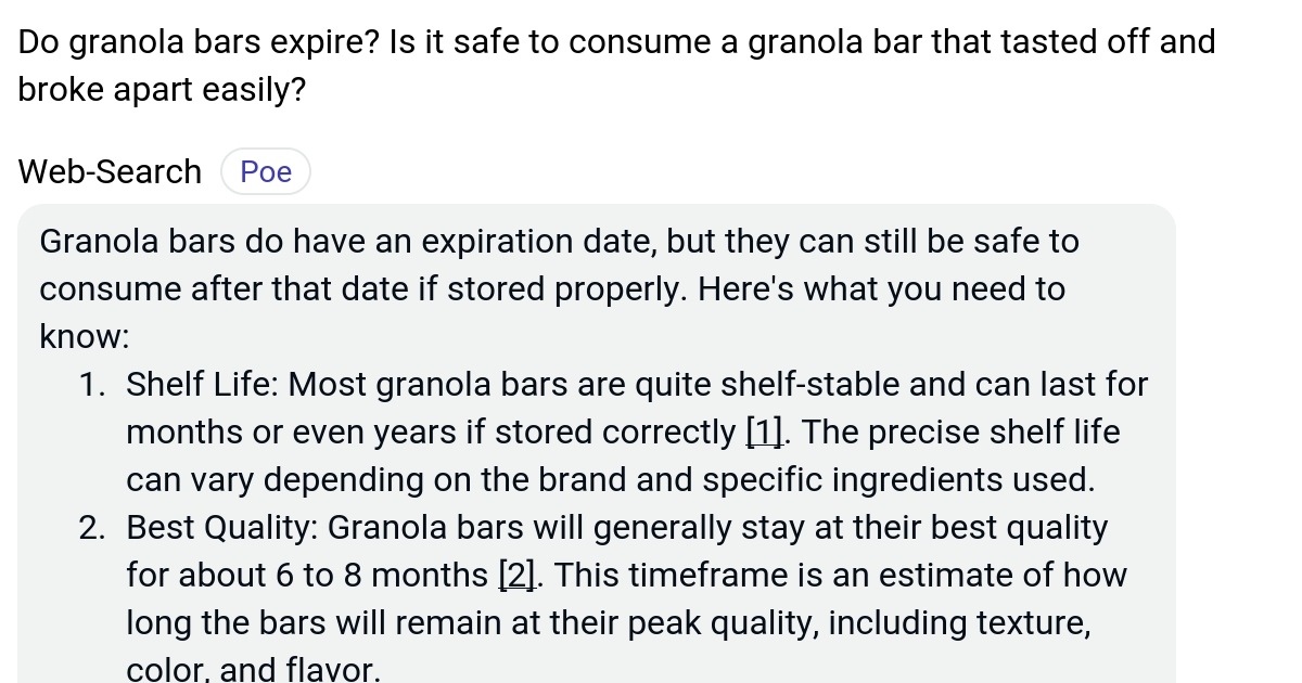 Do granola bars expire? Is it safe to consume a granola bar that tasted