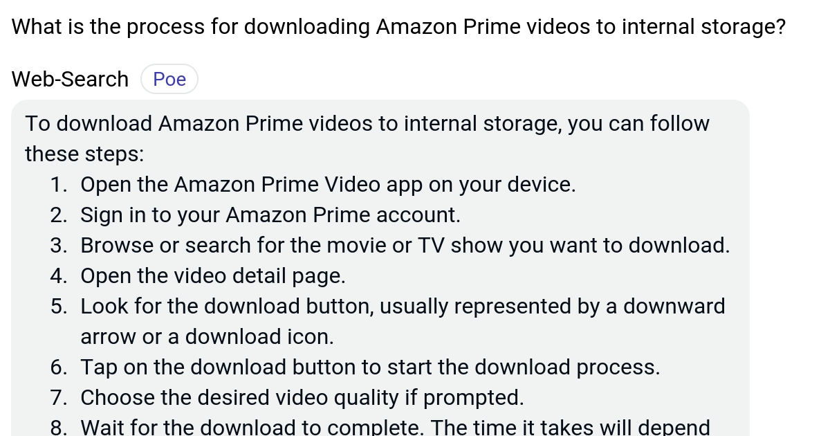 What is the process for downloading Amazon Prime videos to internal