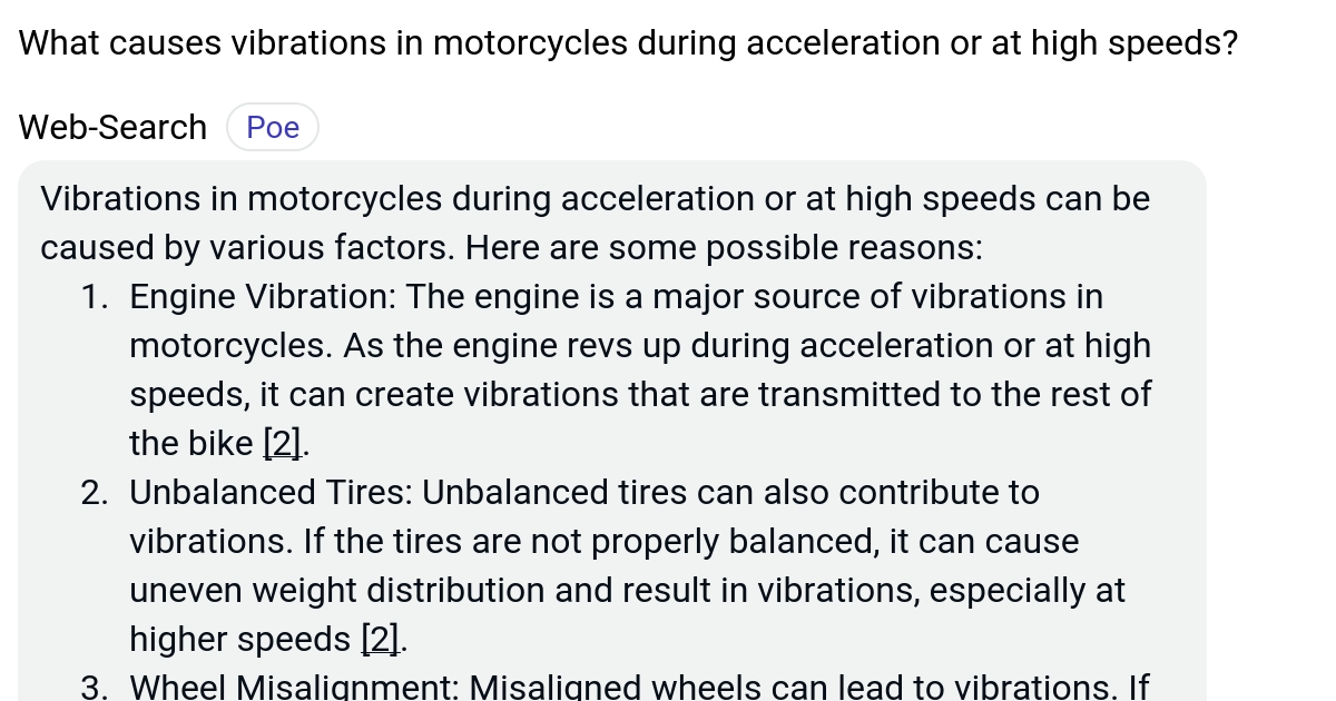 What causes vibrations in motorcycles during acceleration or at high