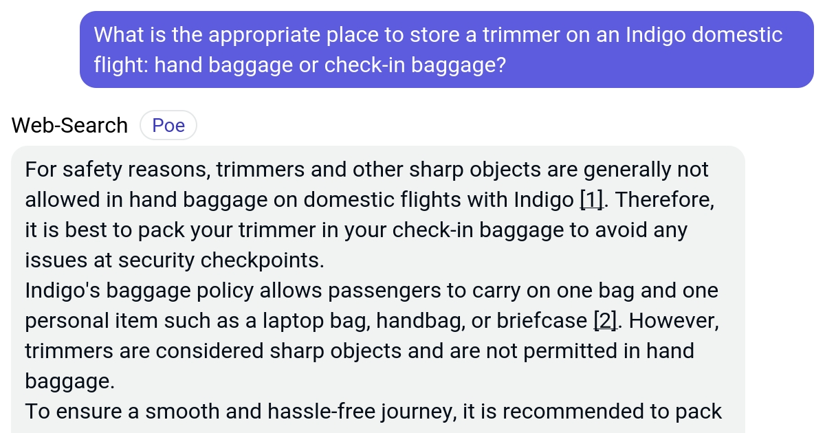 What is the appropriate place to store a trimmer on an Indigo domestic