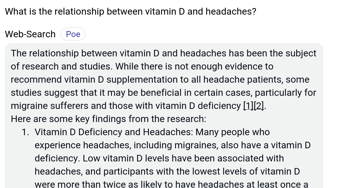 What is the relationship between vitamin D and headaches? Poe