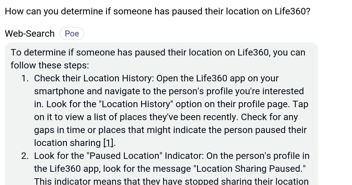 How can you determine if someone has paused their location on Life360