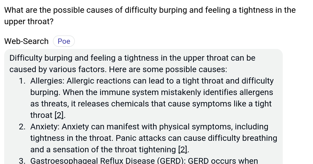 What are the possible causes of difficulty burping and feeling a