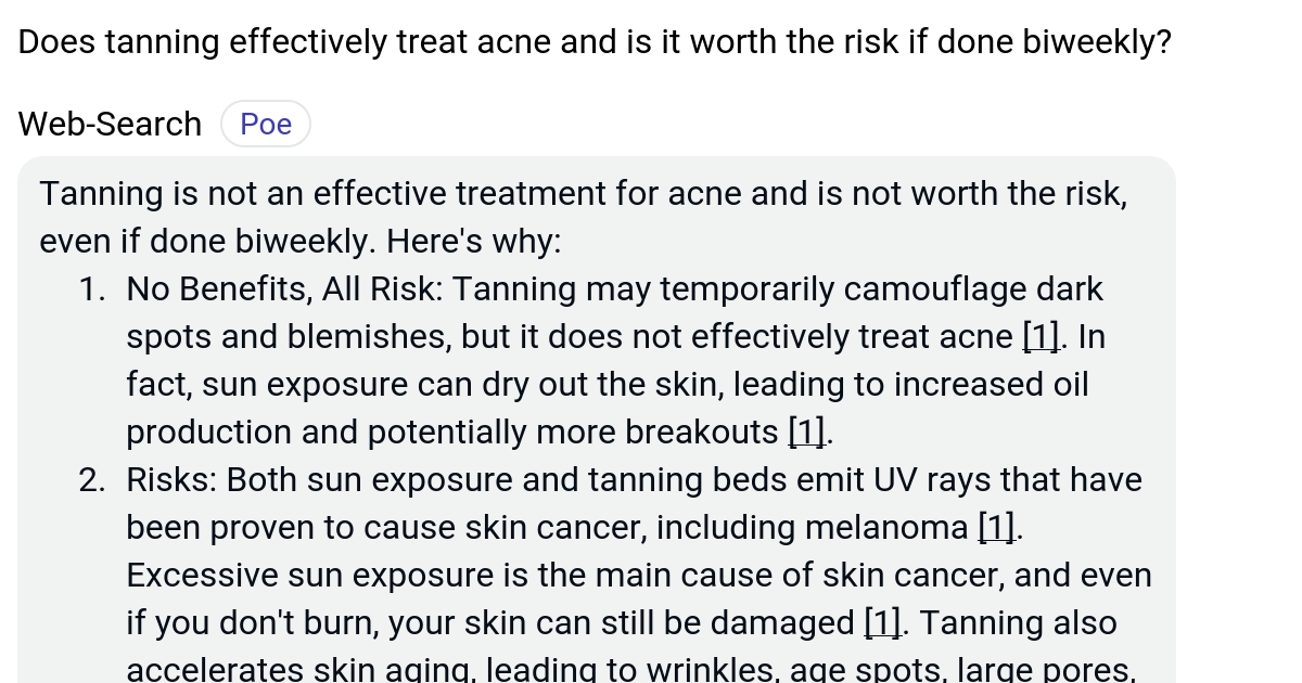 Does tanning effectively treat acne and is it worth the risk if done