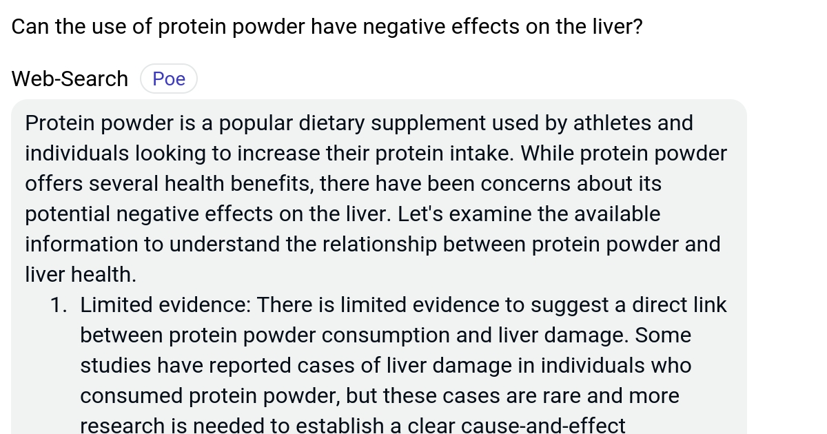 Can the use of protein powder have negative effects on the liver? Poe