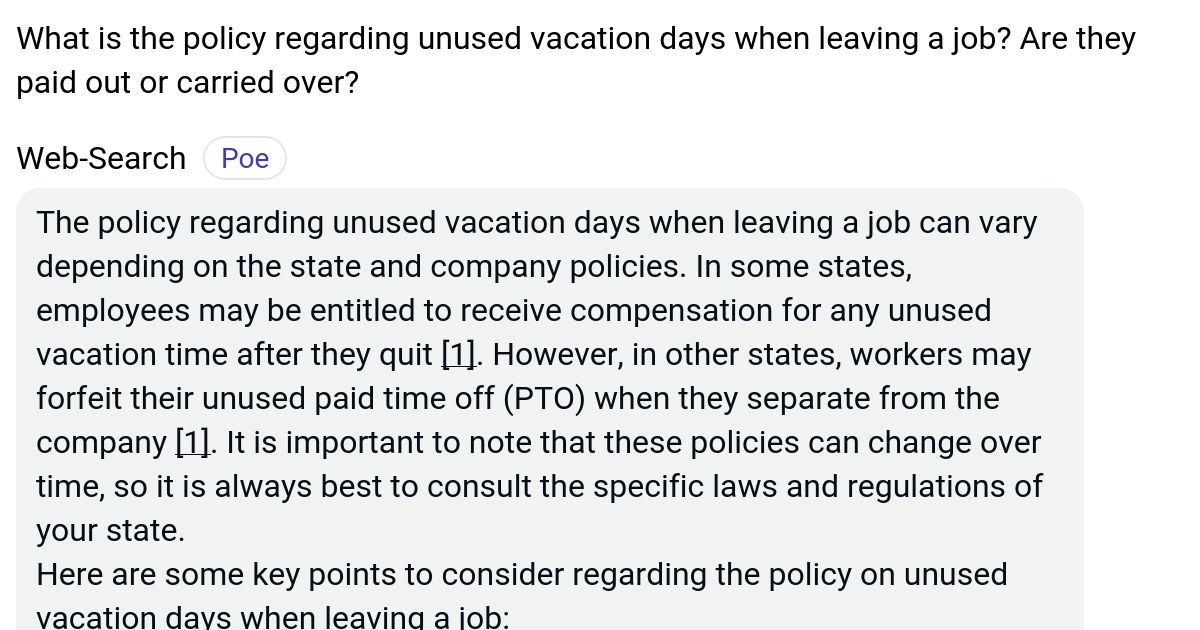 What is the policy regarding unused vacation days when leaving a job? Are they paid out or