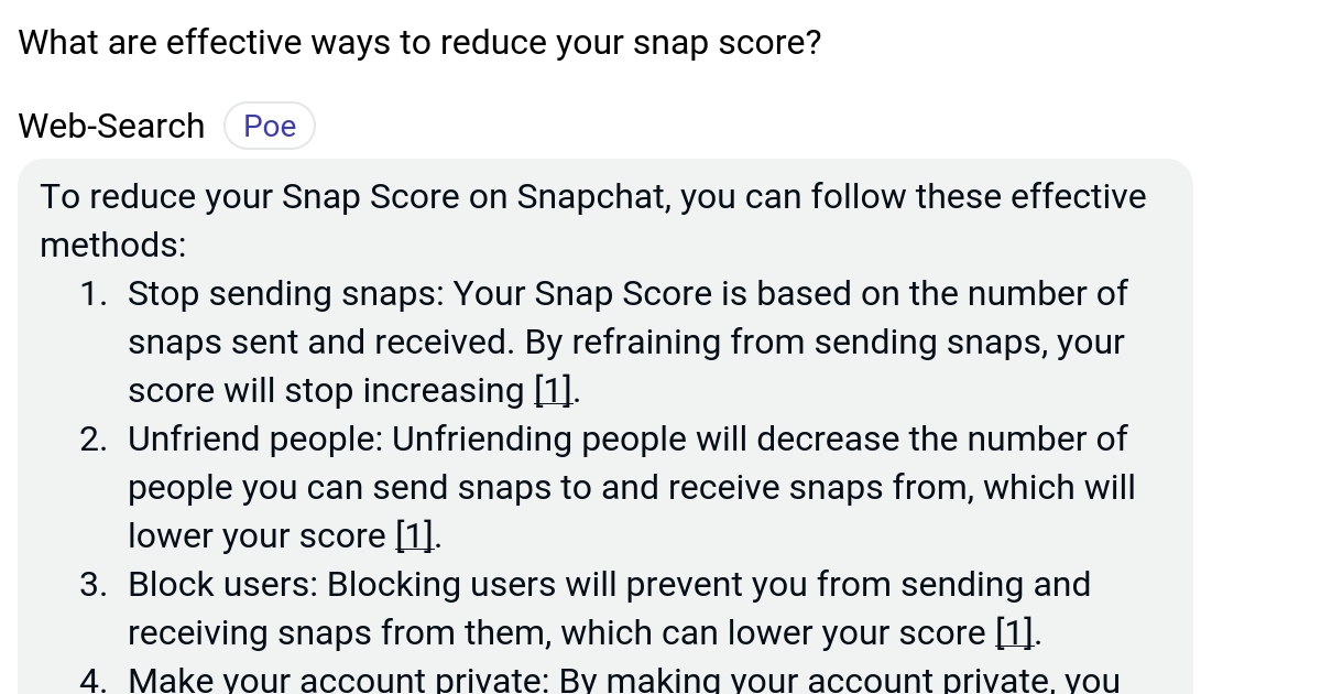 What are effective ways to reduce your snap score? Poe