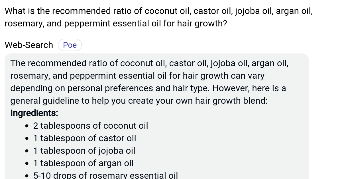 What is the ratio of coconut oil, castor oil, jojoba oil