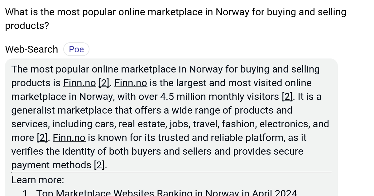 What is the most popular online marketplace in Norway for buying and