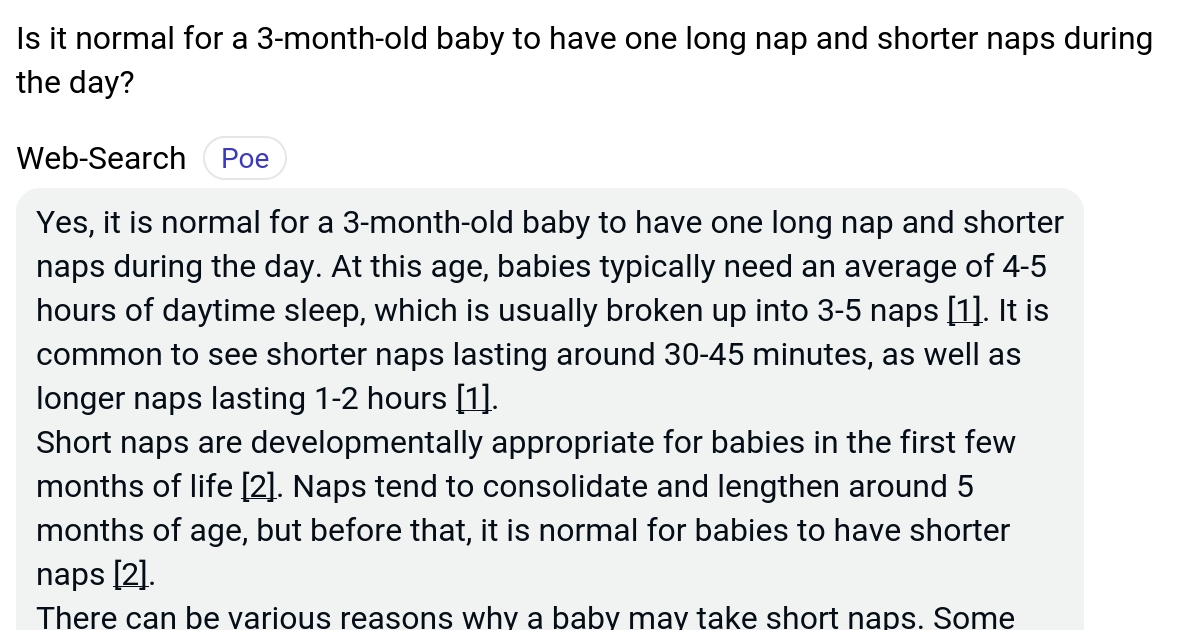 Is it normal for a 3monthold baby to have one long nap and shorter