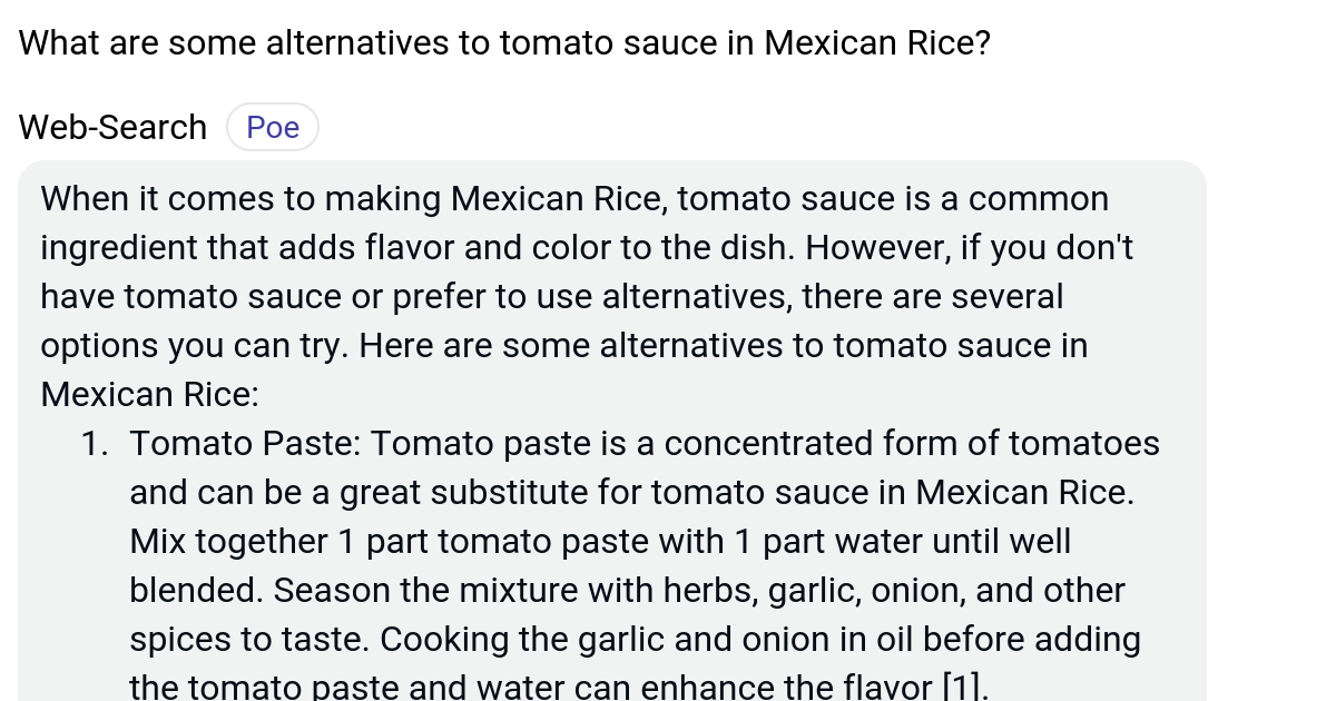 What are some alternatives to tomato sauce in Mexican Rice? Poe