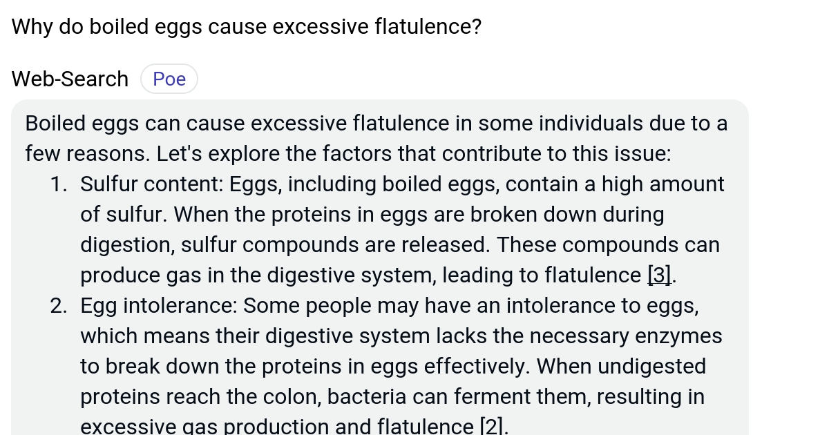 Why do boiled eggs cause excessive flatulence? Poe