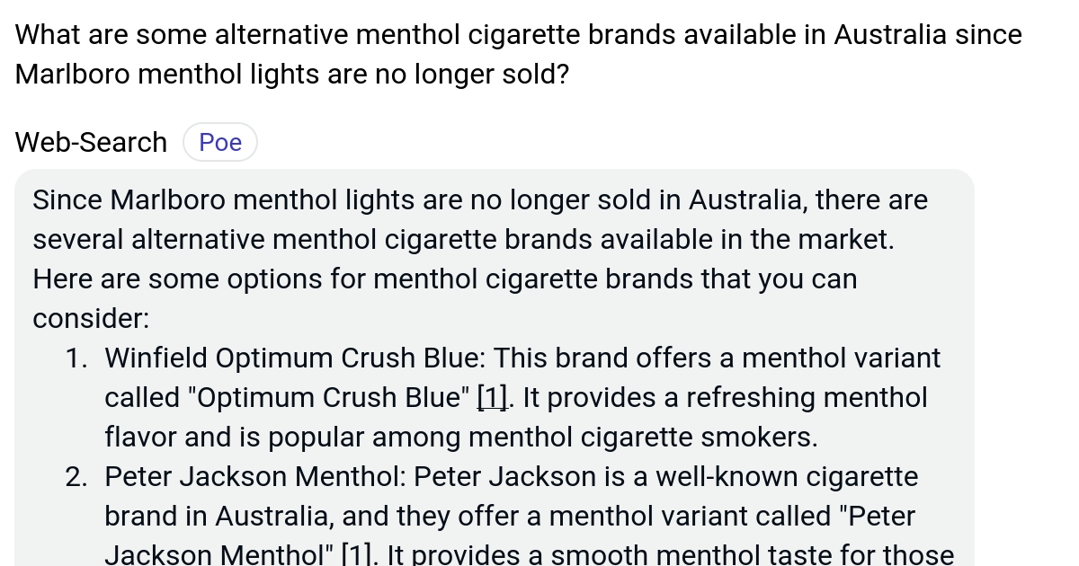 What are some alternative menthol cigarette brands available in