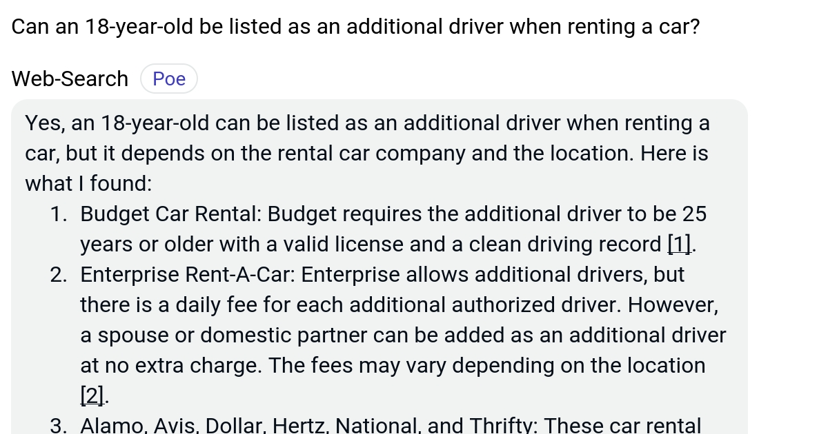 Can an 18yearold be listed as an additional driver when renting a car