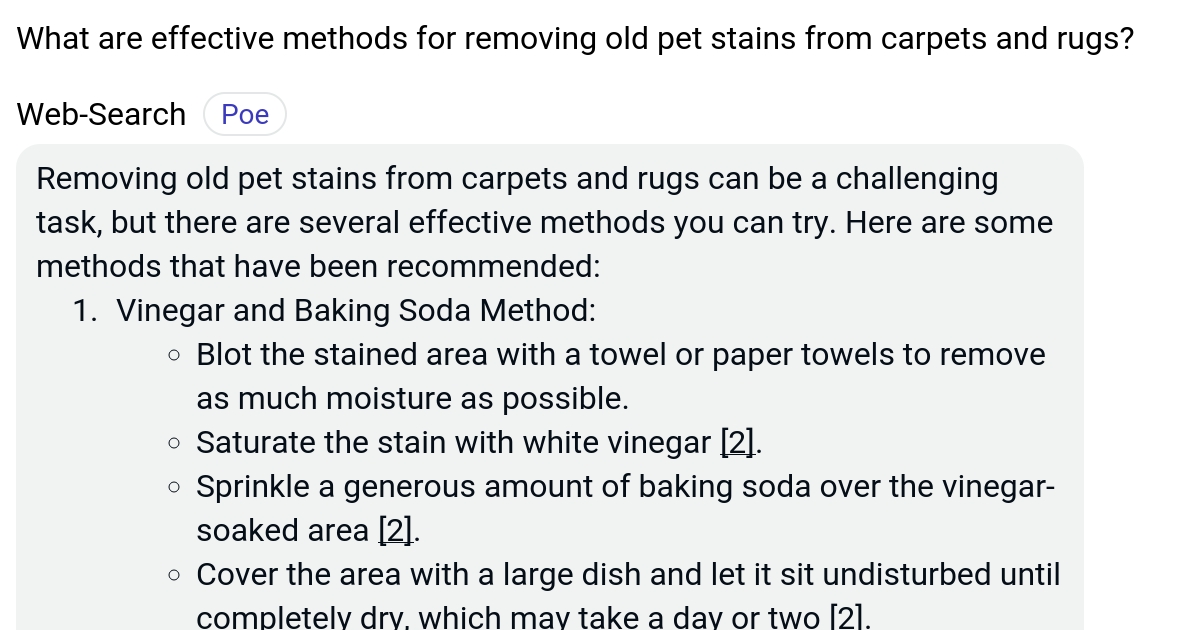 What are effective methods for removing old pet stains from carpets and