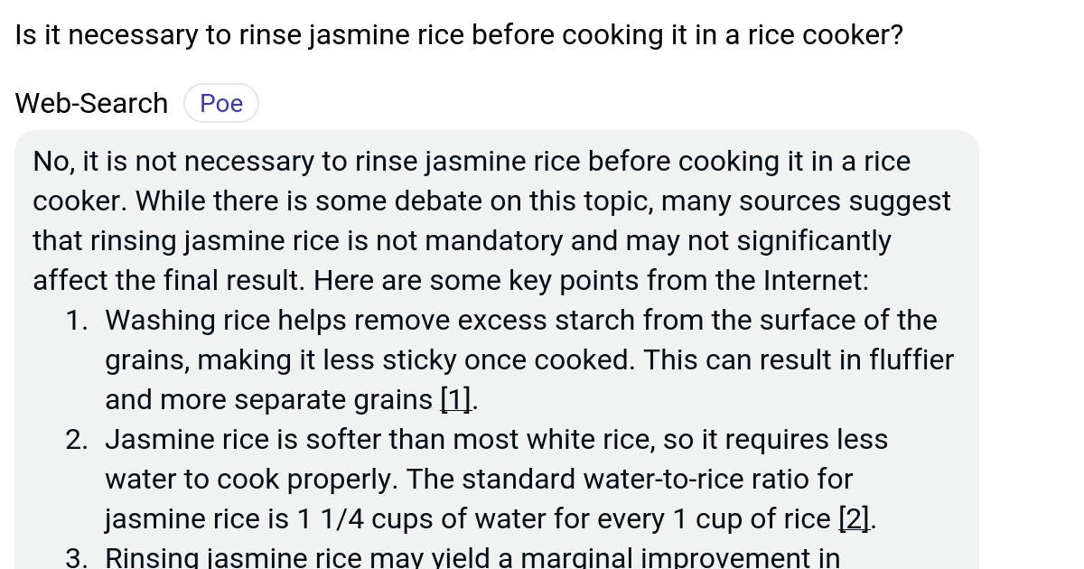Is it necessary to rinse jasmine rice before cooking it in a rice