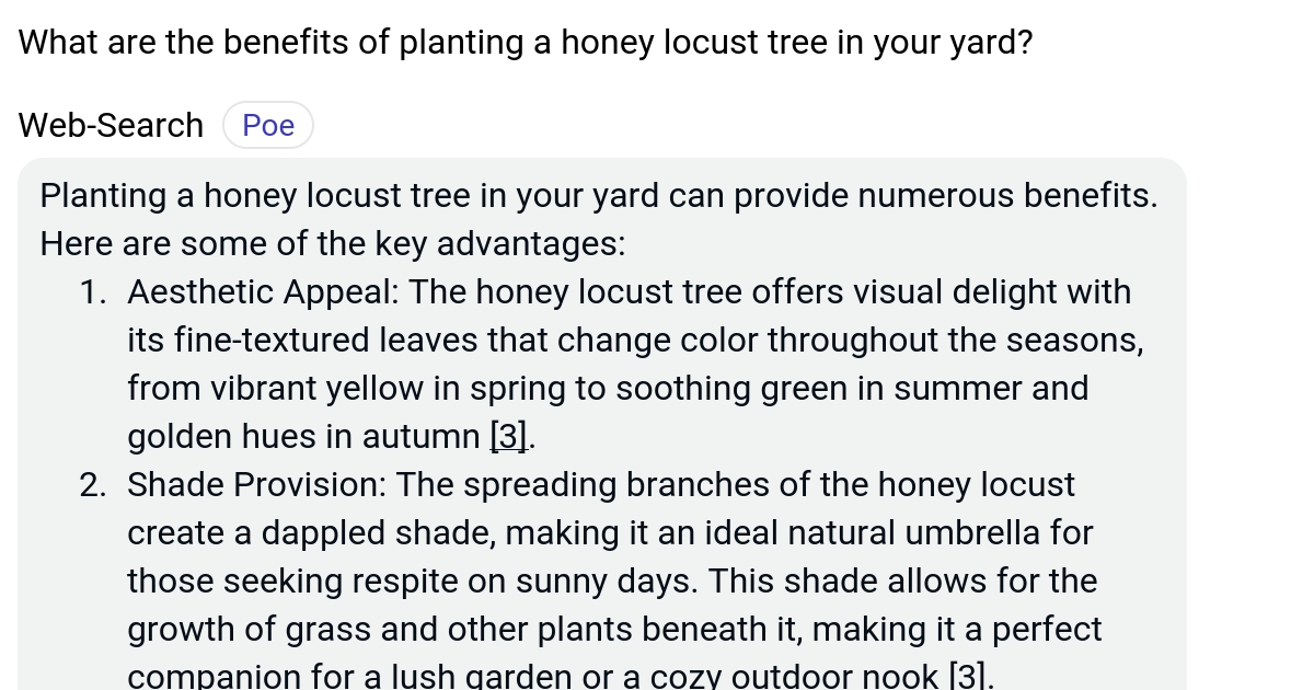 What are the benefits of planting a honey locust tree in your yard? Poe