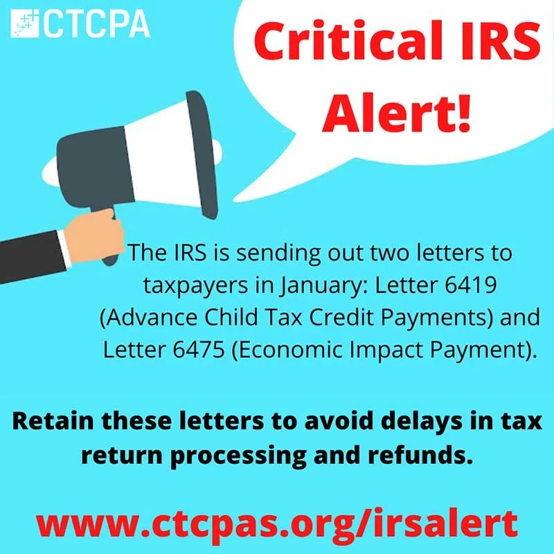 Advance Child Tax Credit Payments Letter Torrington, CT CPA firm PPSC