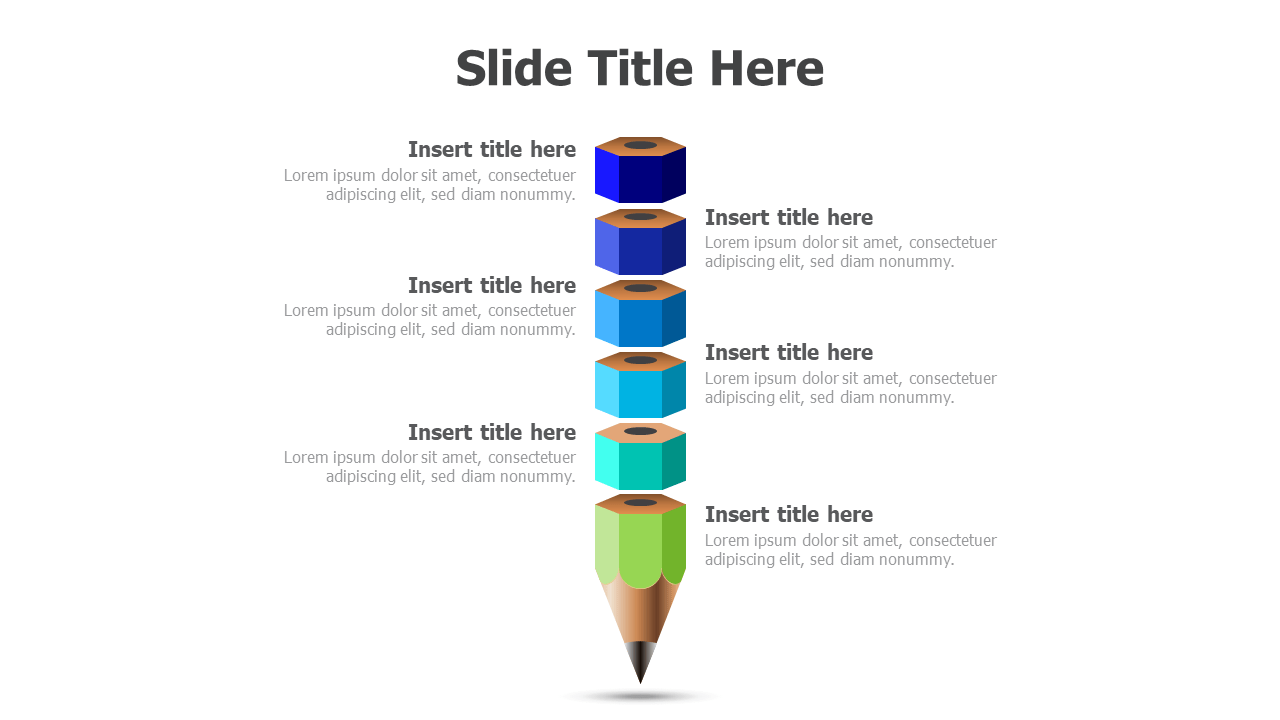 6 points pencil infographic & Slides