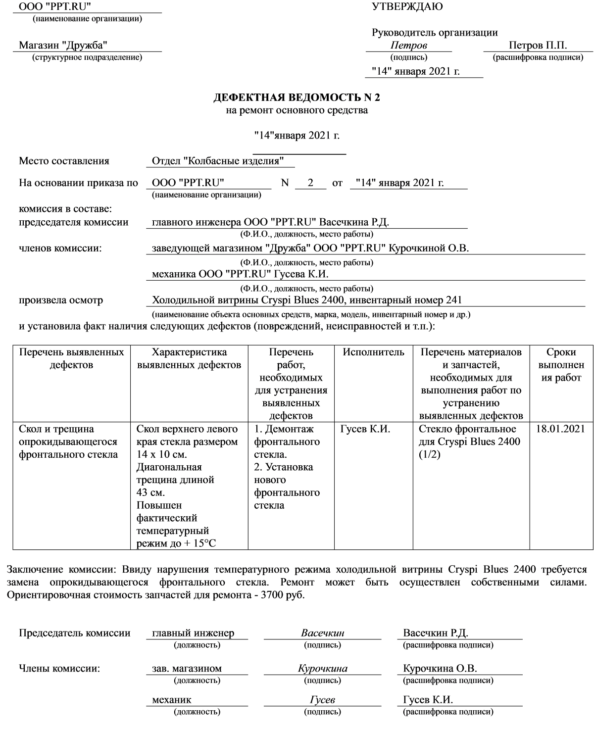 Образец составления дефектной ведомости в строительстве, ремонте в 2021