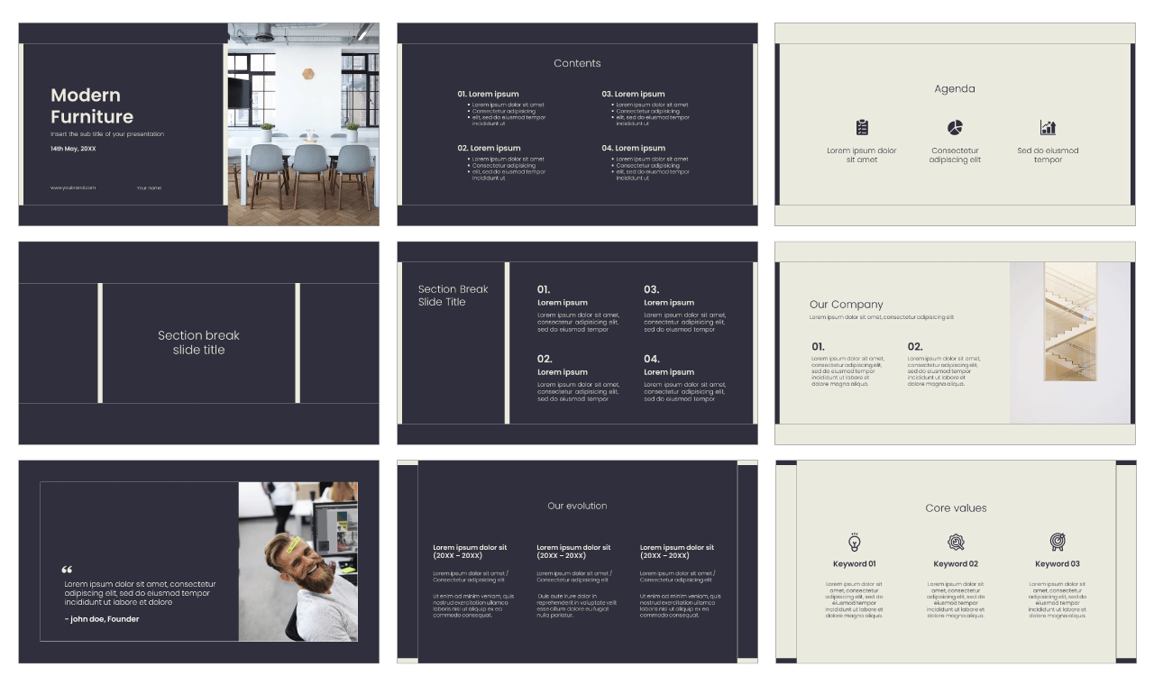 Modern Furniture Free PowerPoint Template and Google Slides Theme
