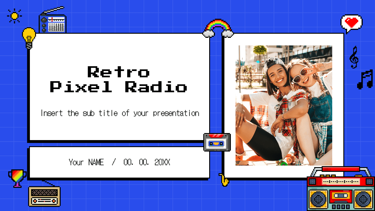 Retro Pixel Radio Presentation Free Google Slides Templates