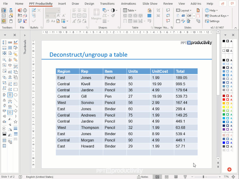 Do you want to create a table from text boxes? PPT Productivity