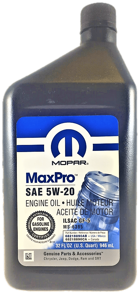 MOPAR MaxPro SAE 5W-20 Engine Oil API SN/ILSAC GF-5