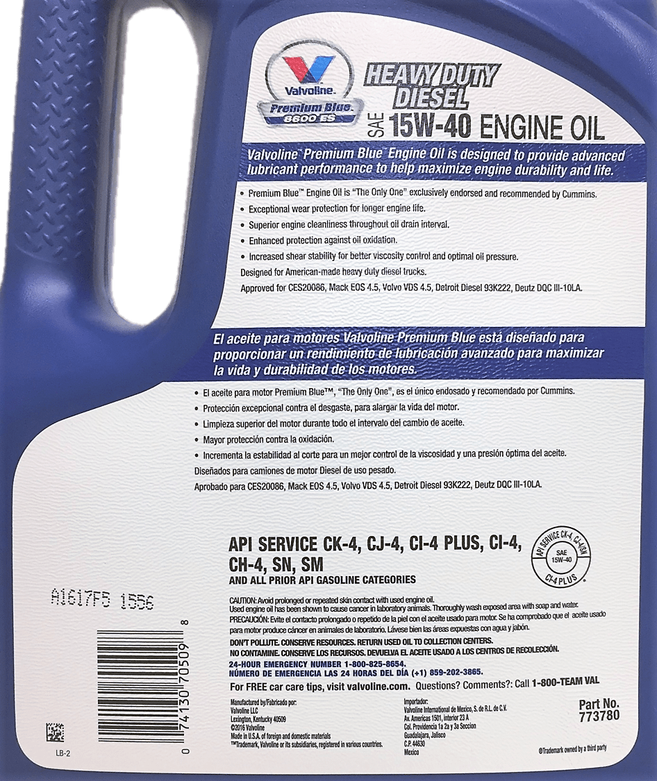 Valvoline Premium Blue Extreme Diesel Motor Oil 15W-40, 55% OFF