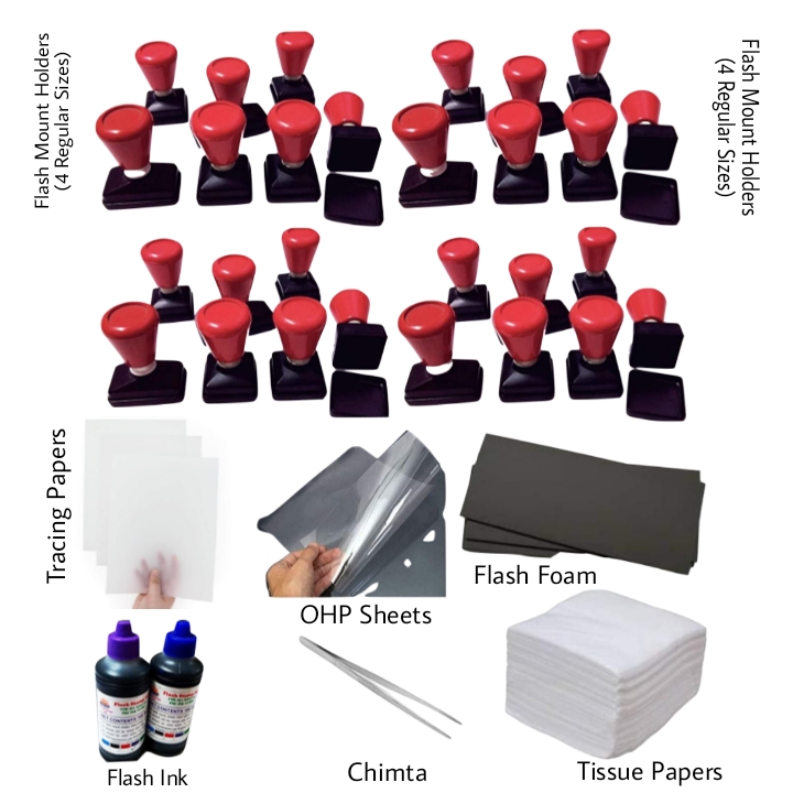 Prabhat Flash Stamp Material Kit A Ready to Use (Standard Sizes