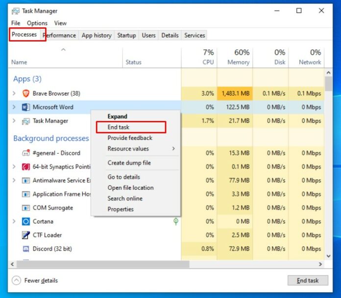 How to force shutdown unresponsive program/ task in Windows 10