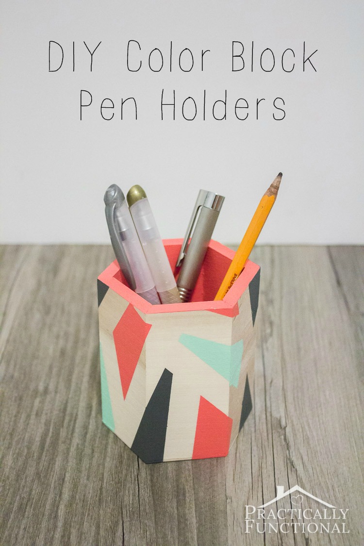 DIY Color Block Pen Holders Practically Functional
