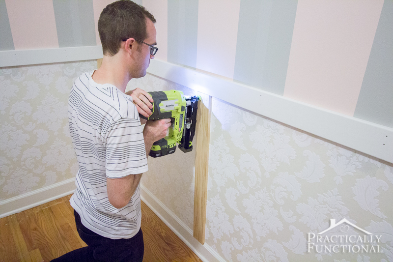 DIY Wainscoting With Textured Wallpaper