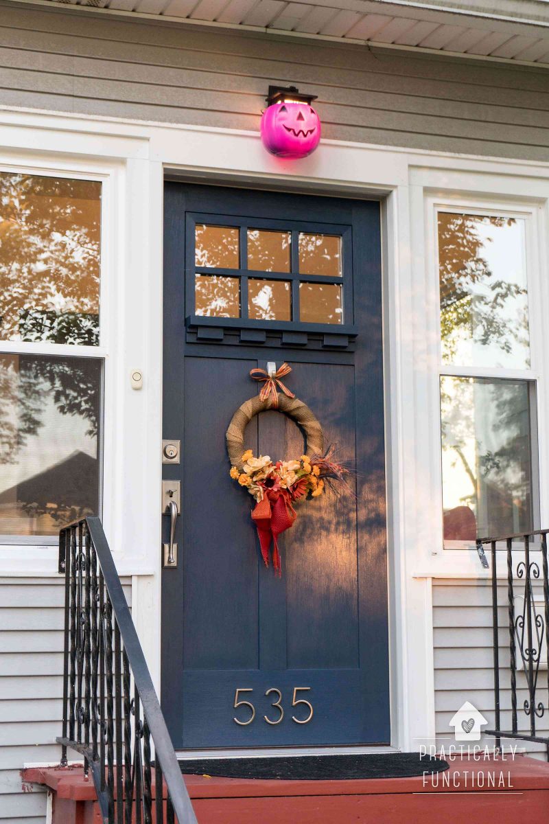 DIY Pumpkin Porch Light For Halloween
