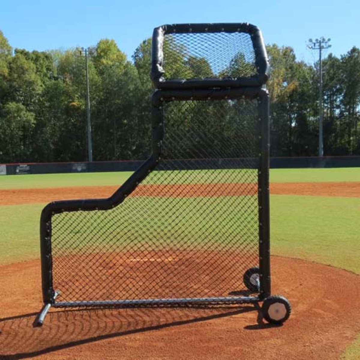 7'W x 9H' LScreen Baseball Screen with Overhead Protector Practice