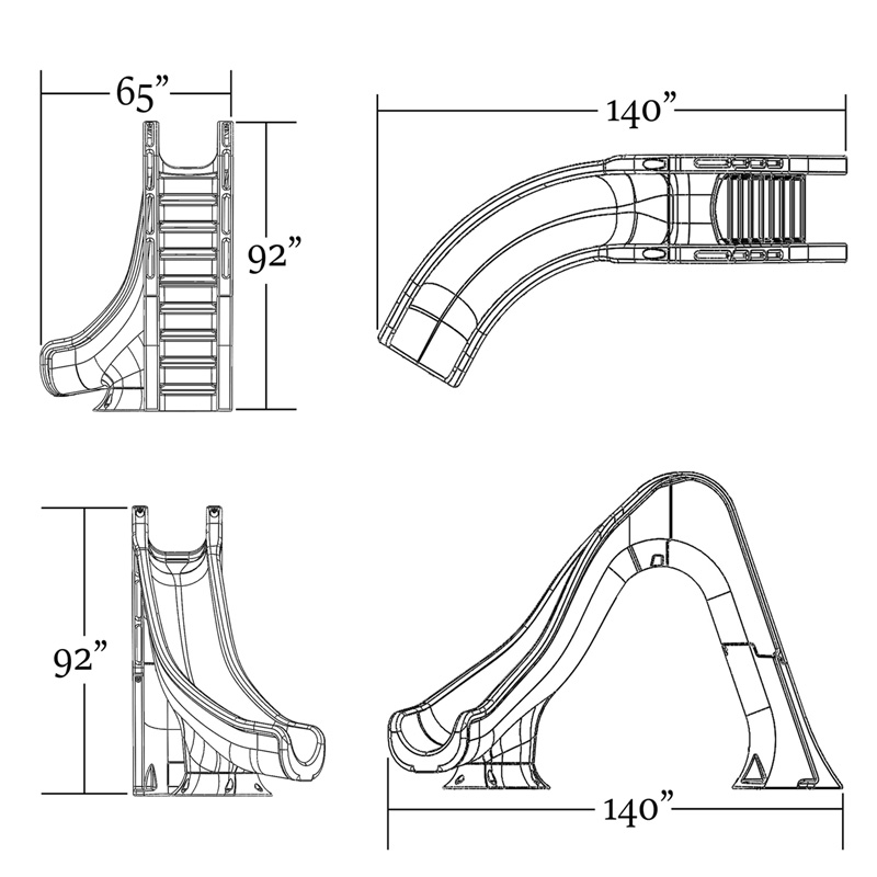 Tidal Wave Swimming Pool Slide Deck Mounted Practice Sports