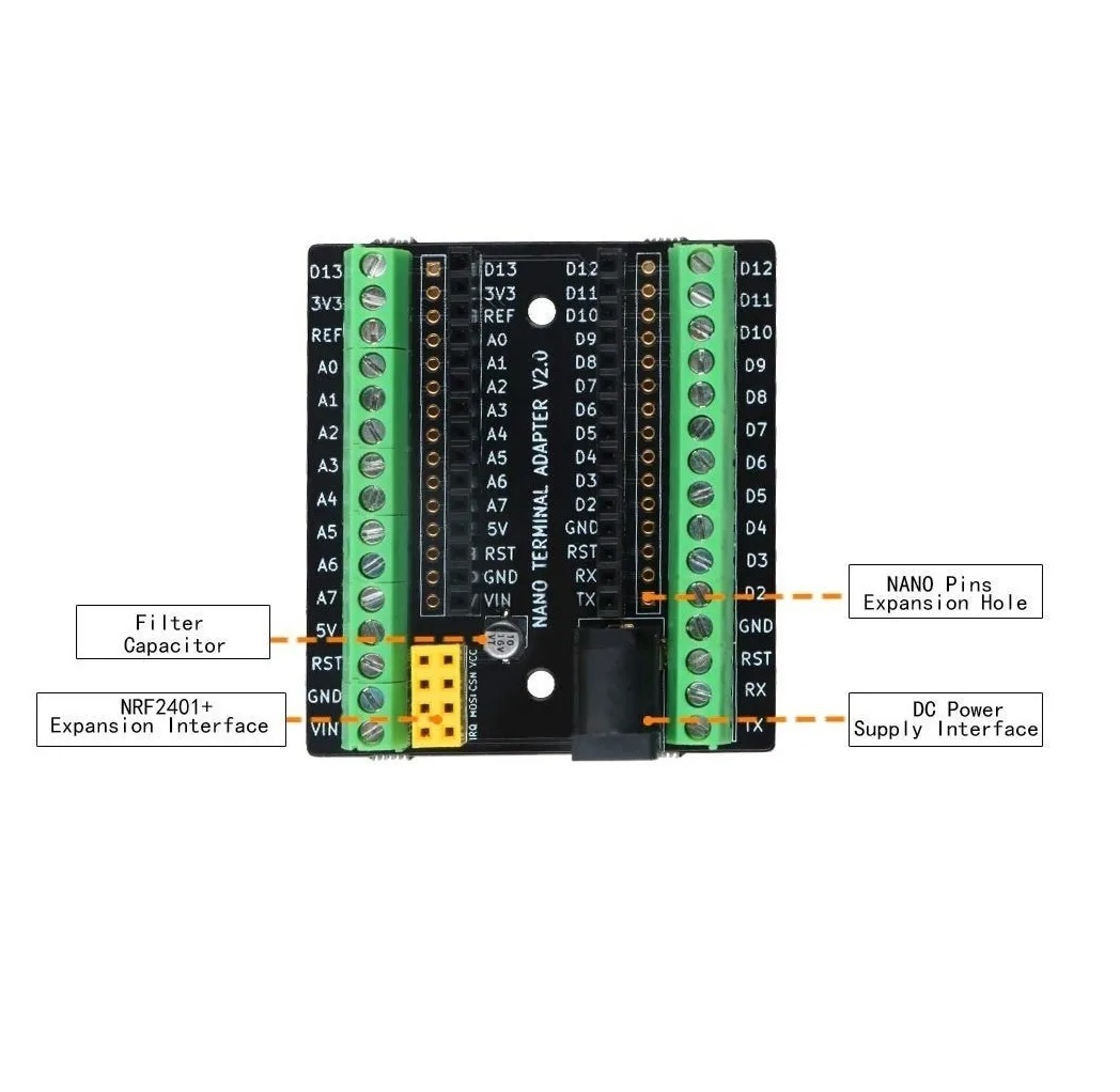 Shield Nano Nrf2401 Terminal Clemas Screw Compatible Arduino