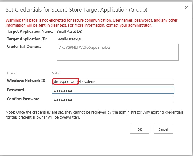 Create a SharePoint Secure Store Entry