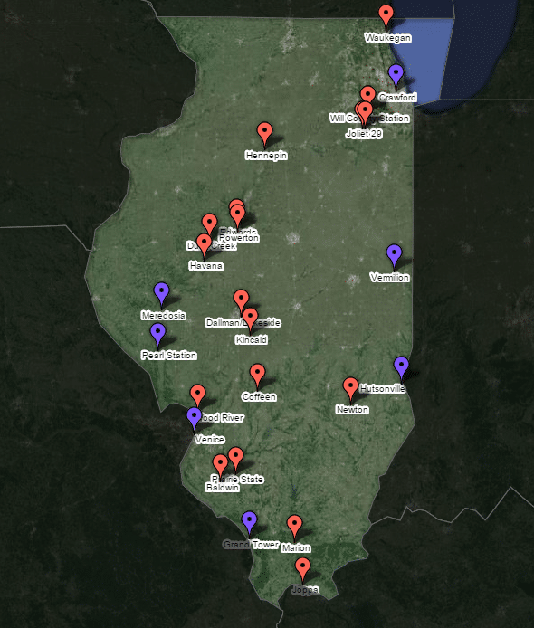 Coal Power Plant Illinois Map Coal Ash Prairie Rivers Network