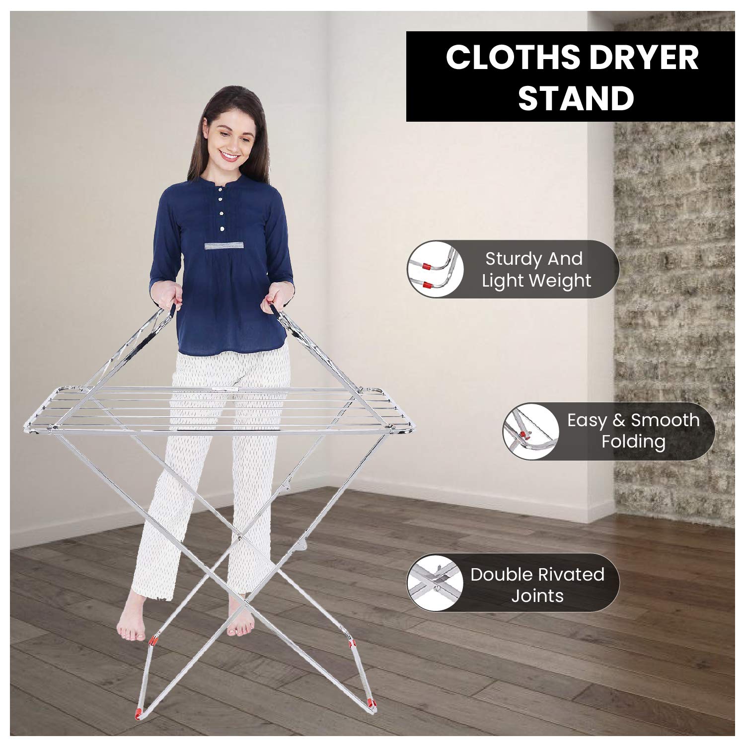 Stainless Steel Foldable Cloth Stand /Double Rack Cloth Stands for