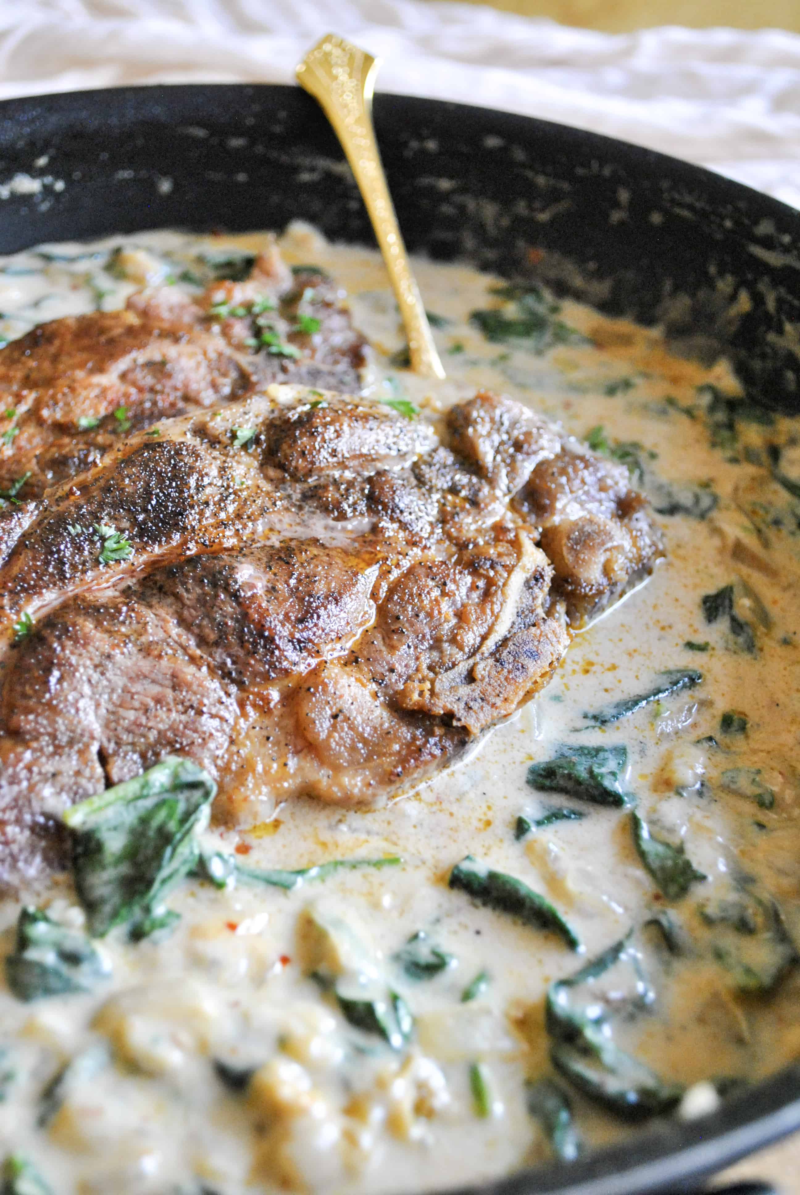 Paprika Spiced Pork Chops And Creamy Spinach (Keto Friendly, AIP Option)