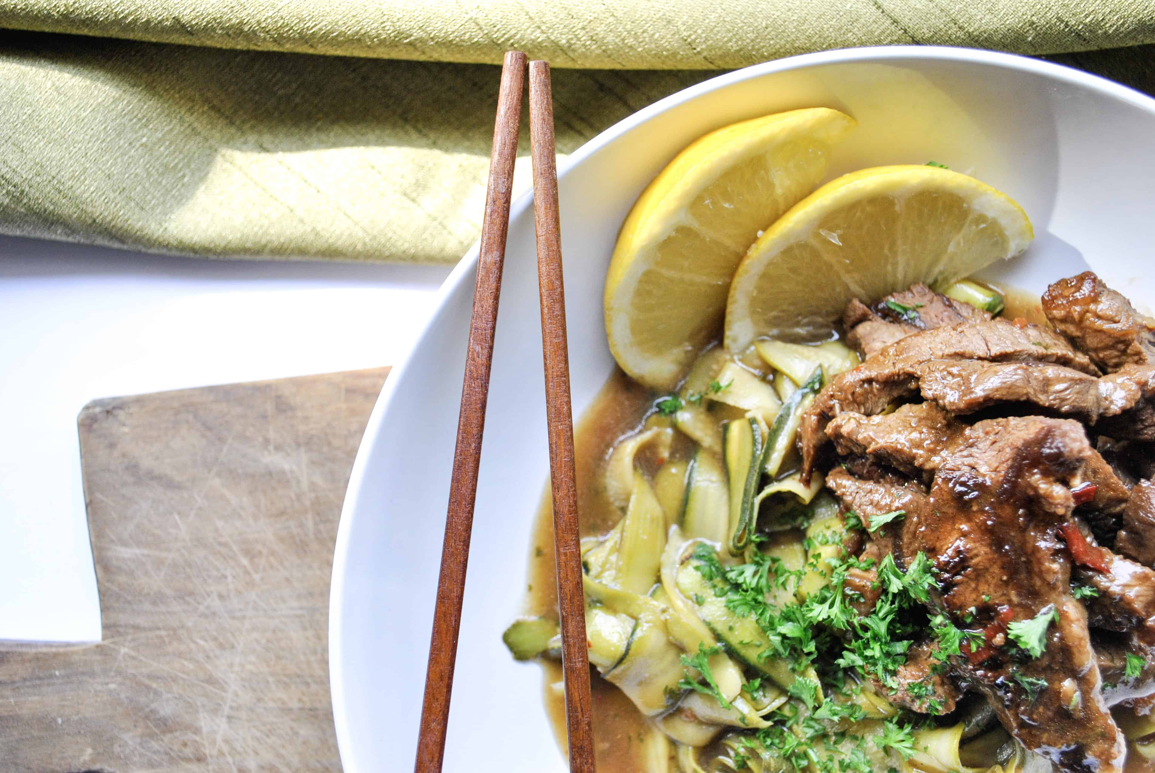 Asian Marinated Steak And Zucchini Noodles(Keto & AIP Friendly)