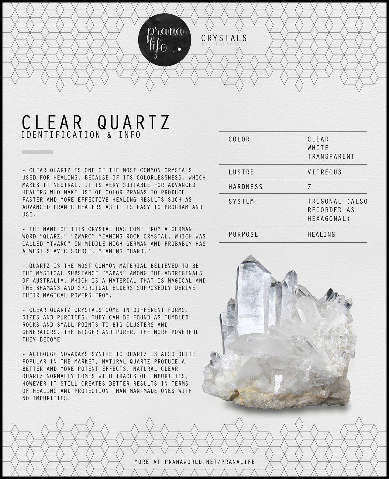 Prana Life Clear Quartz Prana World