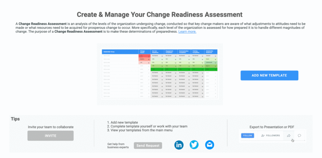 Change Readiness Assessment Template Change Management Software Online Tools