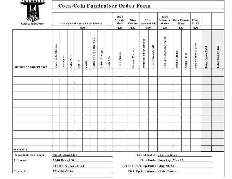 Fundraiser Order Form Templates Word Excel Pdf Formats With Regard To