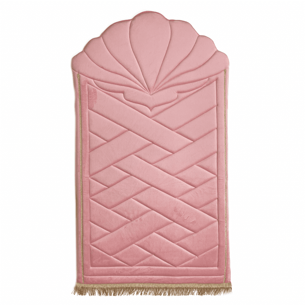 Adults Blush Pink Prayer Mat with Tulip Design Islamic Prayer Mats