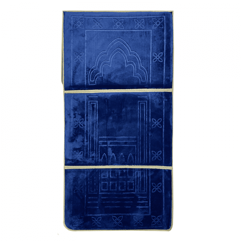 Navy Foldable Back Support Prayer Mat Islamic Prayer Mats