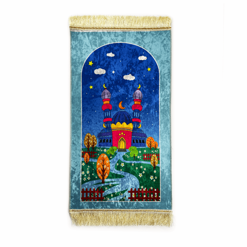 Kids Baby Blue Mosque Prayer Mat Islamic Prayer Mats