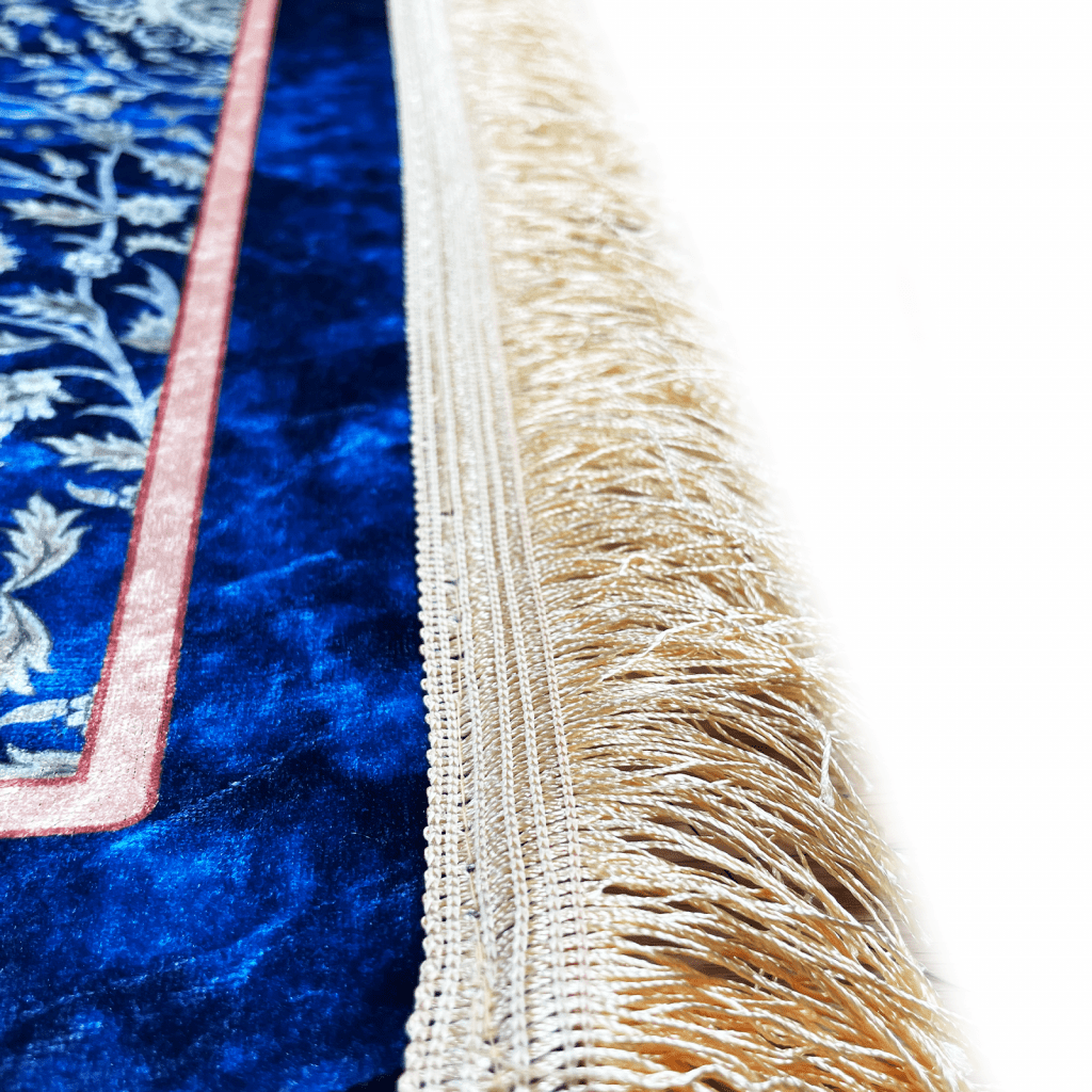 Adults Blue Velvet Prayer Mat Islamic Prayer Mats